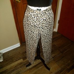 Leopard casual crop pant